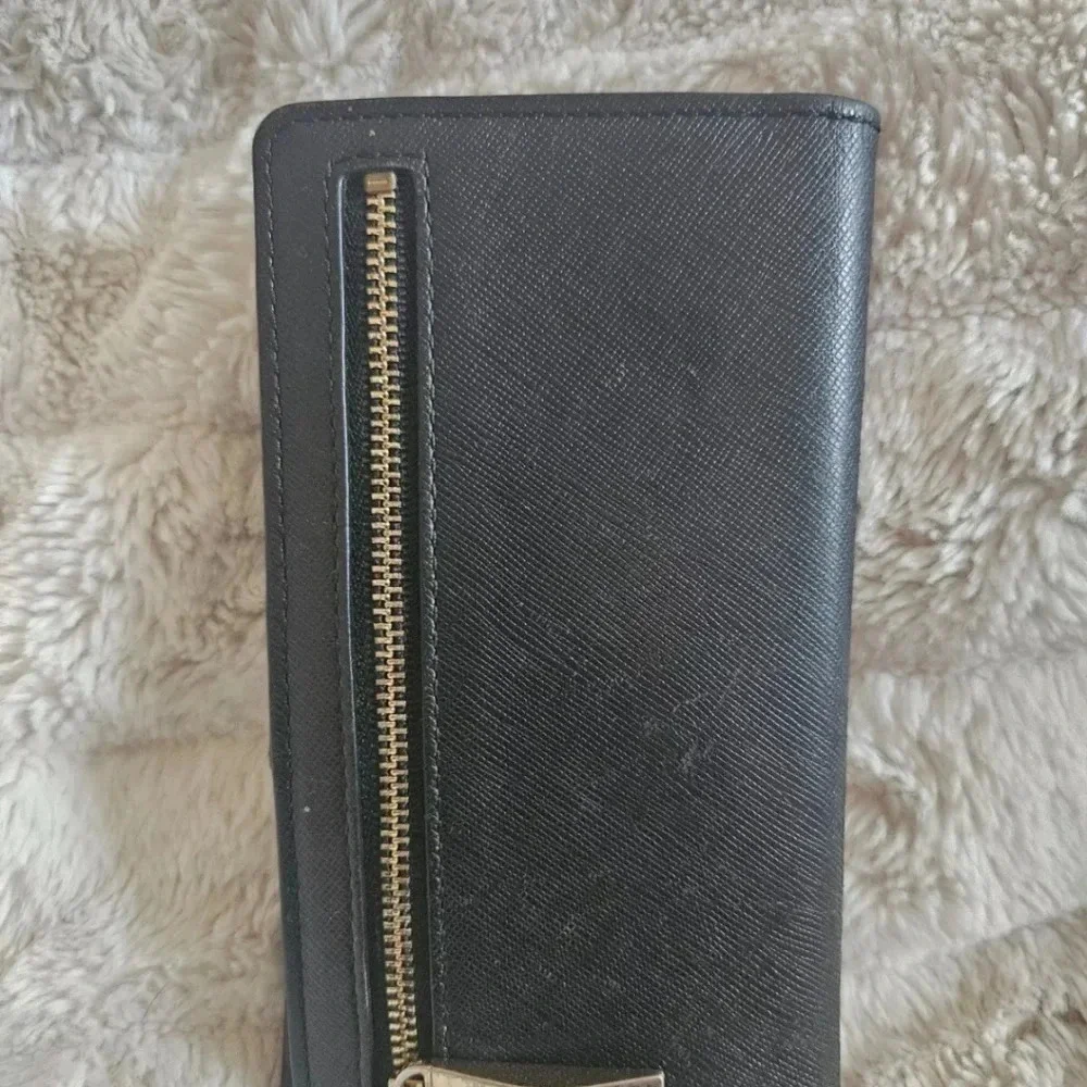 Kate Spade New York Black Pebbled Leather Card Holder Wallet Genuine 6.5”x3.5”